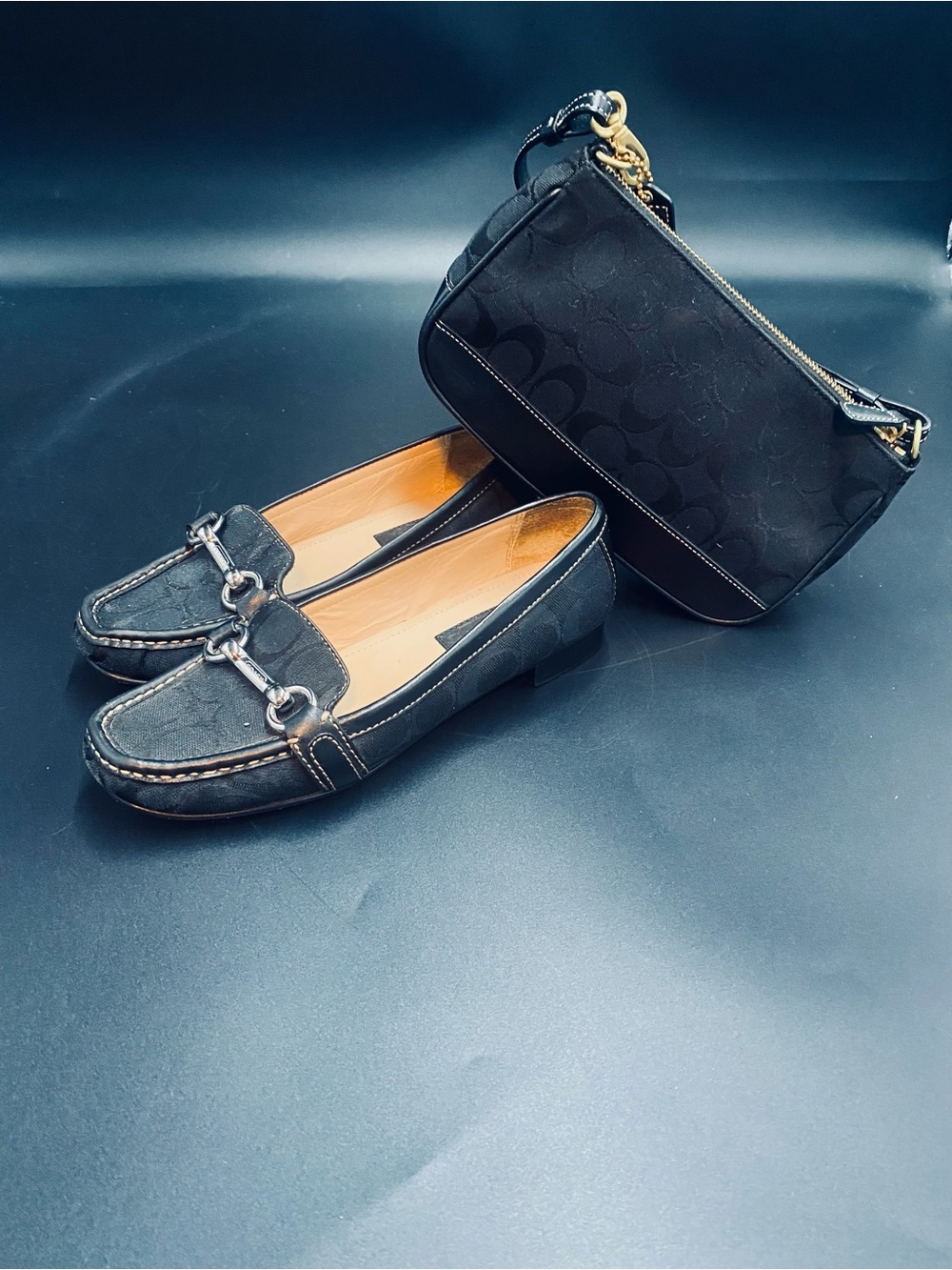Coach Black Signature Canvas Crossbody and Black Loafers